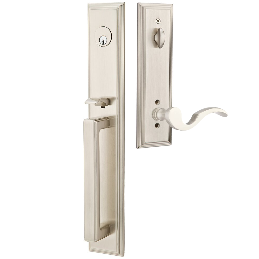 Emtek Melrose Tubular Entryset Full Length with Cortina Lever