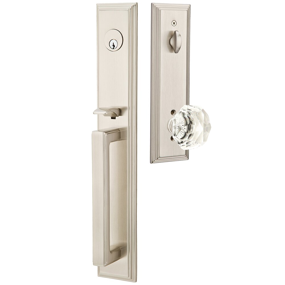 Emtek Melrose Tubular Entryset Full Length with Diamond Glass Knob