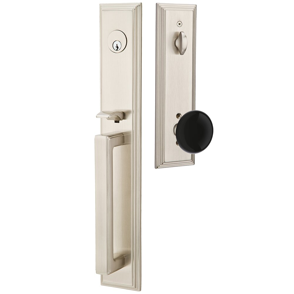 Emtek Melrose Tubular Entryset Full Length with Ebony Porcelain Knob