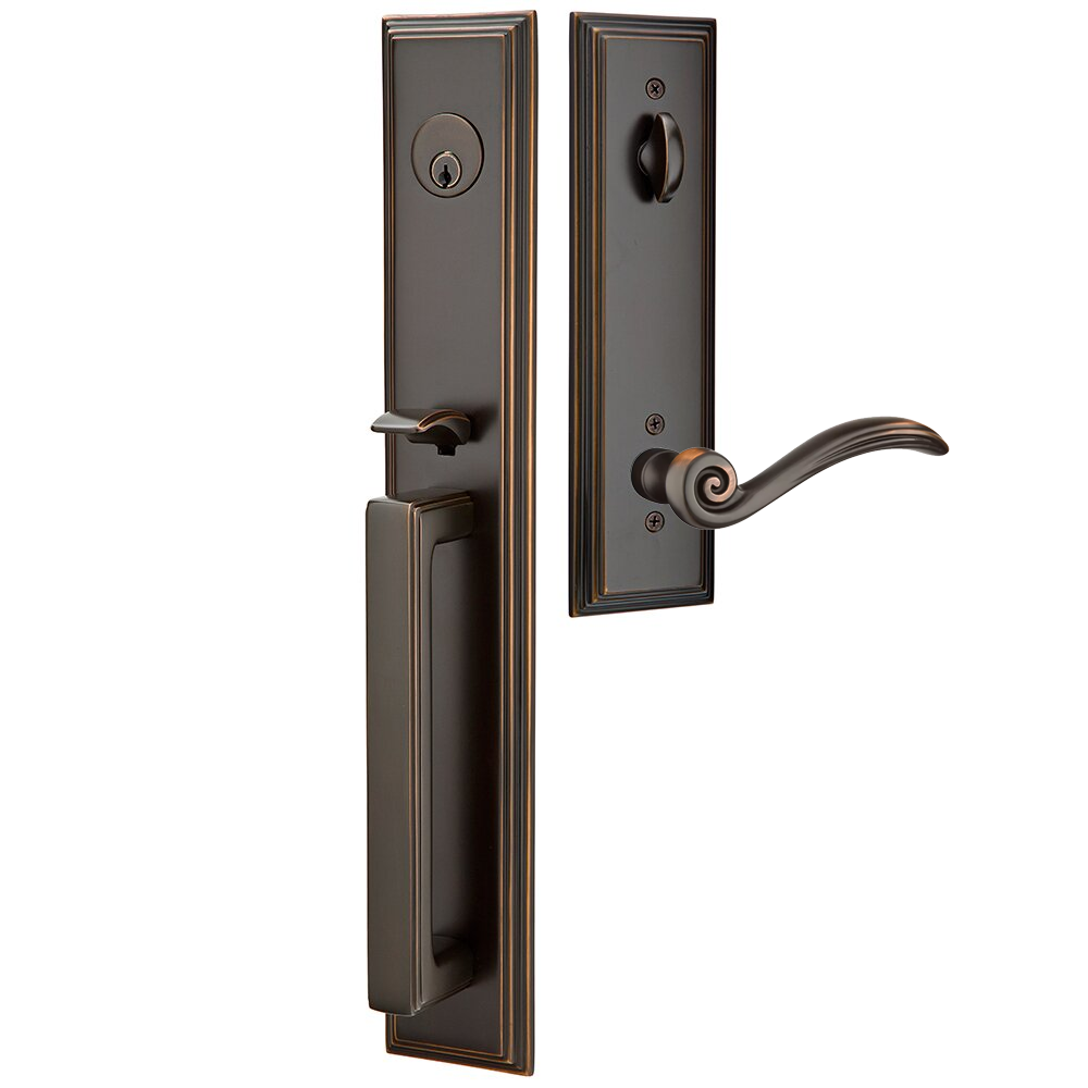 Emtek Melrose Tubular Entryset Full Length with Elan Lever