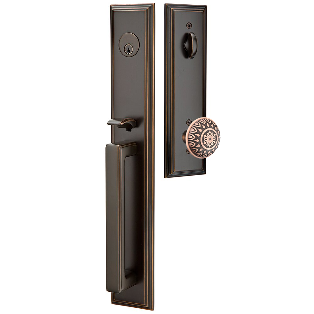 Emtek Melrose Tubular Entryset Full Length with Lancaster Knob