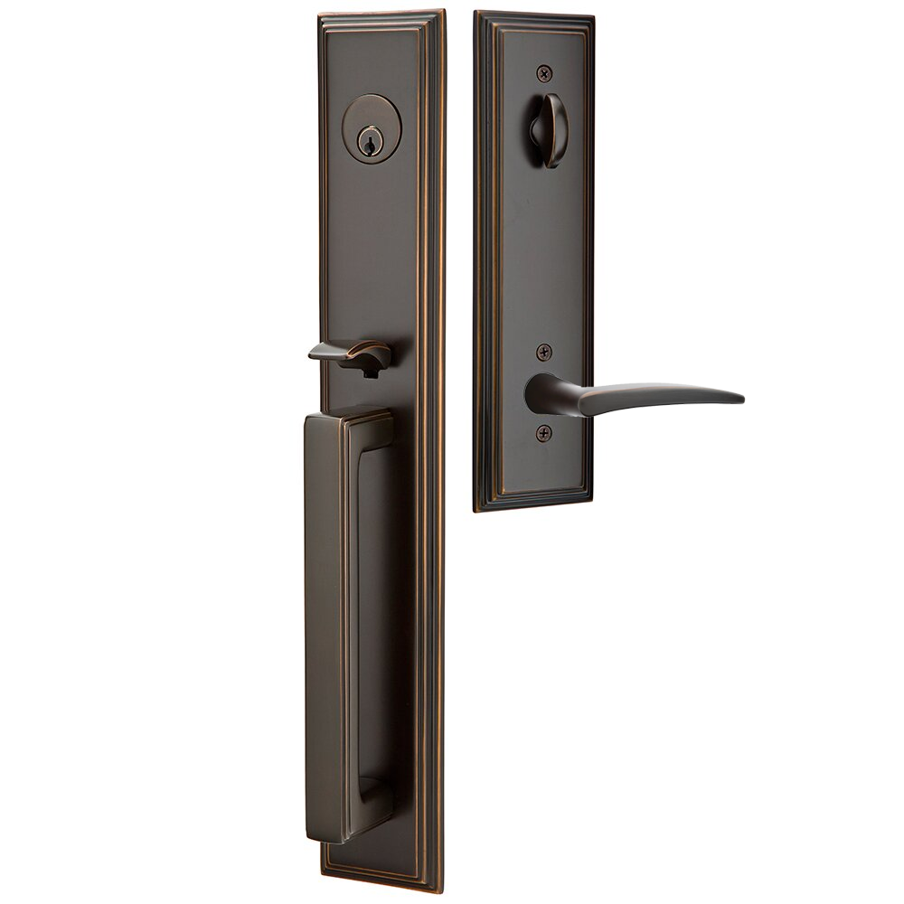 Emtek Melrose Tubular Entryset Full Length with Poseidon Lever