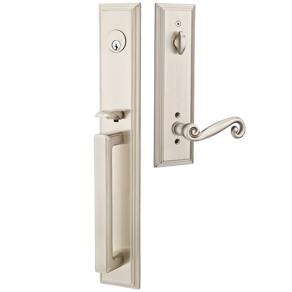 Emtek Melrose Tubular Entryset Full Length with Rustic Lever
