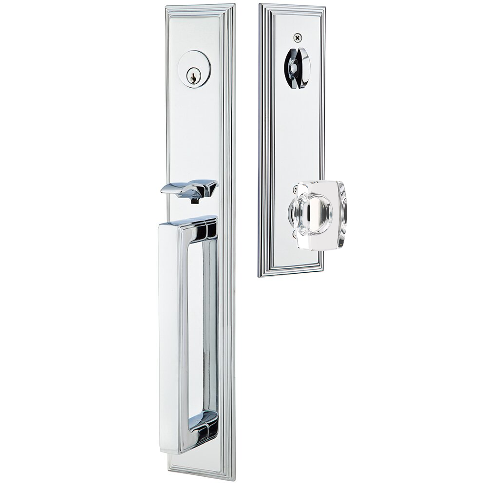 Emtek Melrose Tubular Entryset Full Length with Windsor Glass Knob