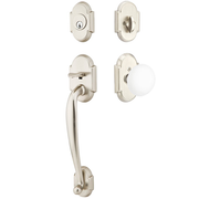 Emtek Nashville Tubular Entryset Sectional with Ice White Porcelain Knob