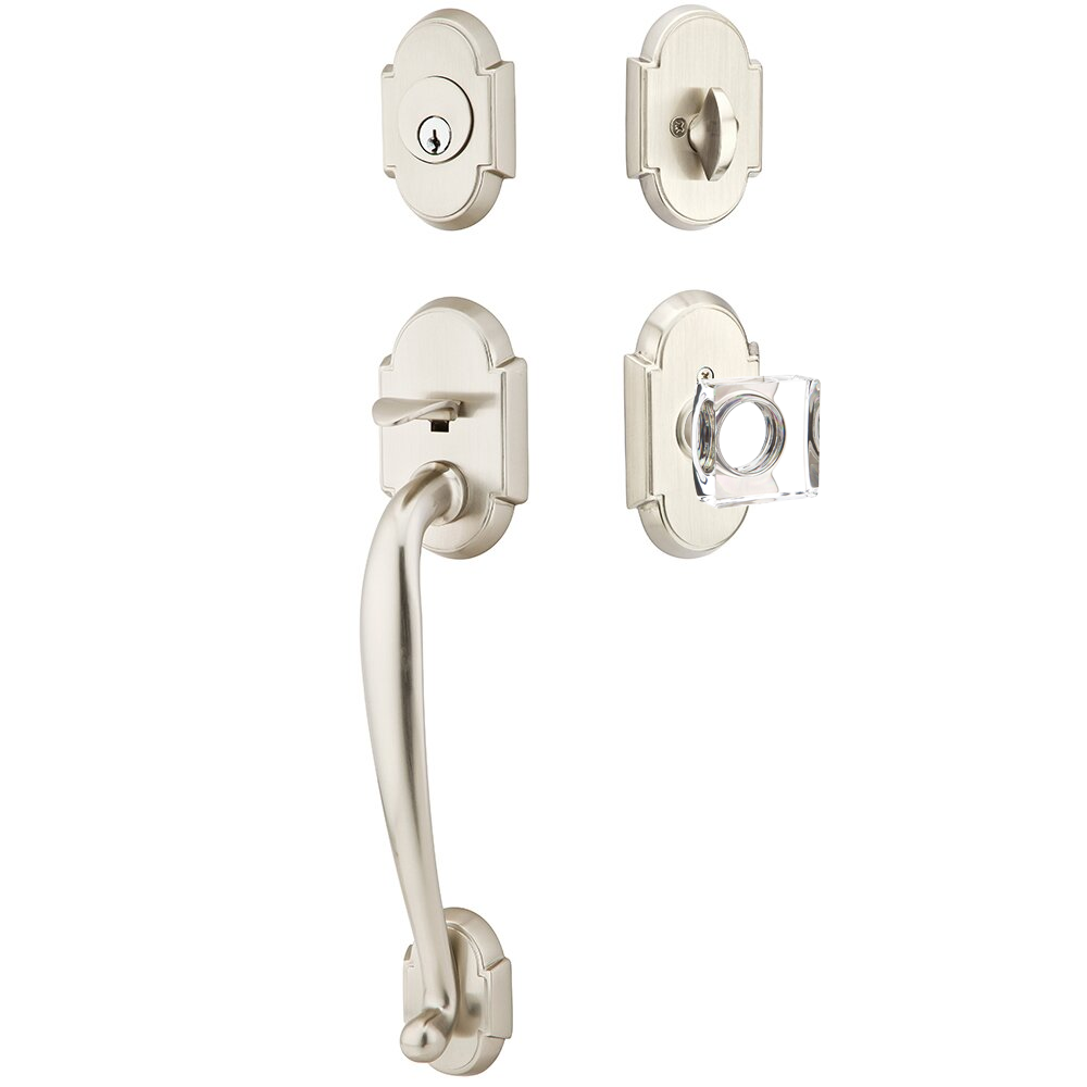 Emtek Nashville Tubular Entryset Sectional with Modern Square Glass Knob