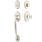 Emtek Nashville Tubular Entryset Sectional with Modern Square Glass Knob