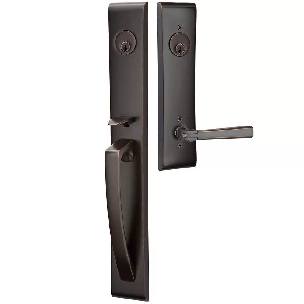 Emtek Orion Tubular Entryset Full Length with Arts & Crafts Lever