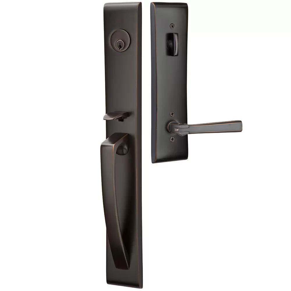 Emtek Orion Tubular Entryset Full Length with Arts & Crafts Lever