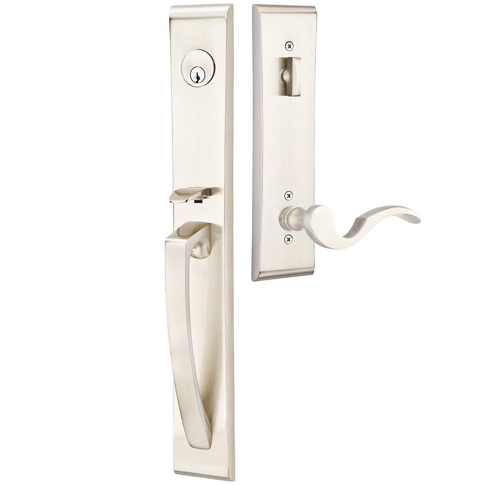 Emtek Orion Tubular Entryset Full Length with Cortina Lever