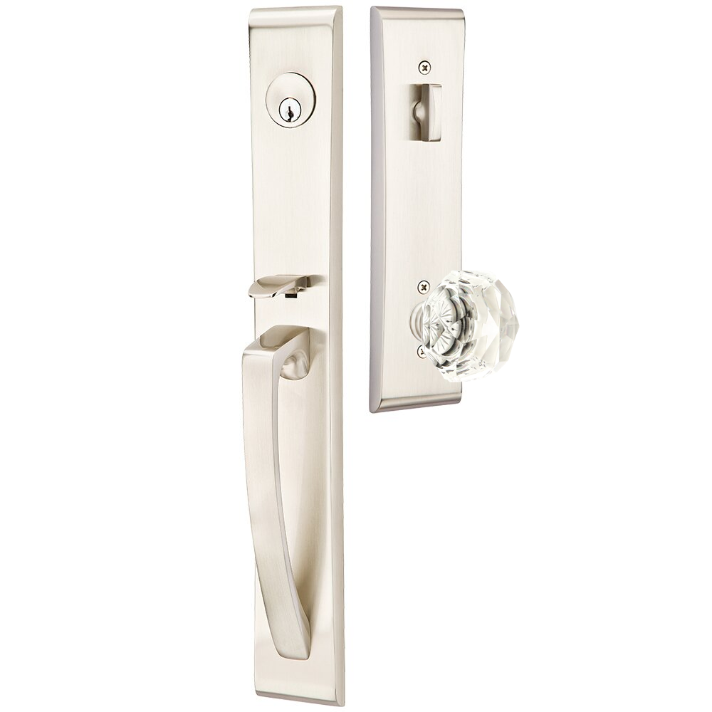 Emtek Orion Tubular Entryset Full Length with Diamond Glass Knob