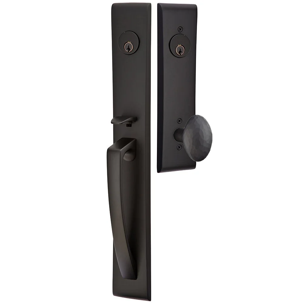 Emtek Orion Tubular Entryset Full Length with Hammered Egg Knob