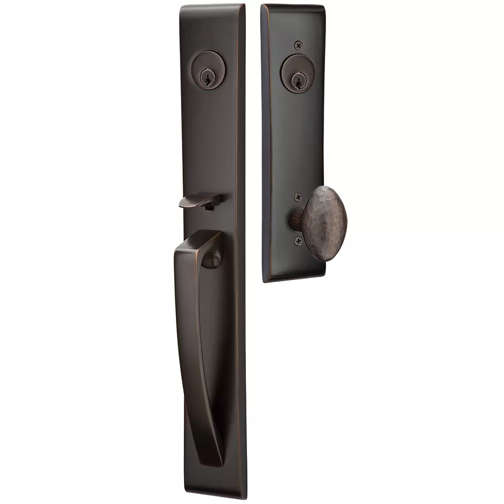 Emtek Orion Tubular Entryset Full Length with Hammered Egg Knob