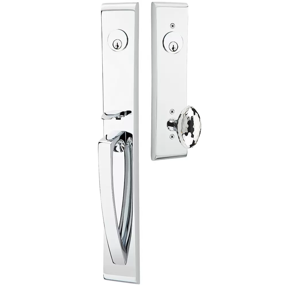 Emtek Orion Tubular Entryset Full Length with Hammered Egg Knob