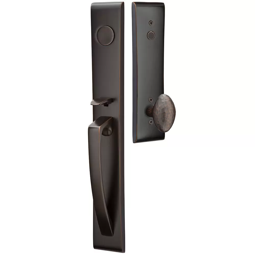 Emtek Orion Tubular Entryset Full Length with Hammered Egg Knob