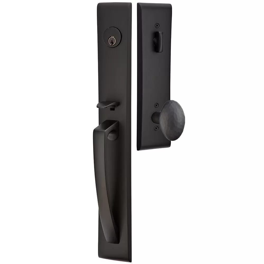 Emtek Orion Tubular Entryset Full Length with Hammered Egg Knob