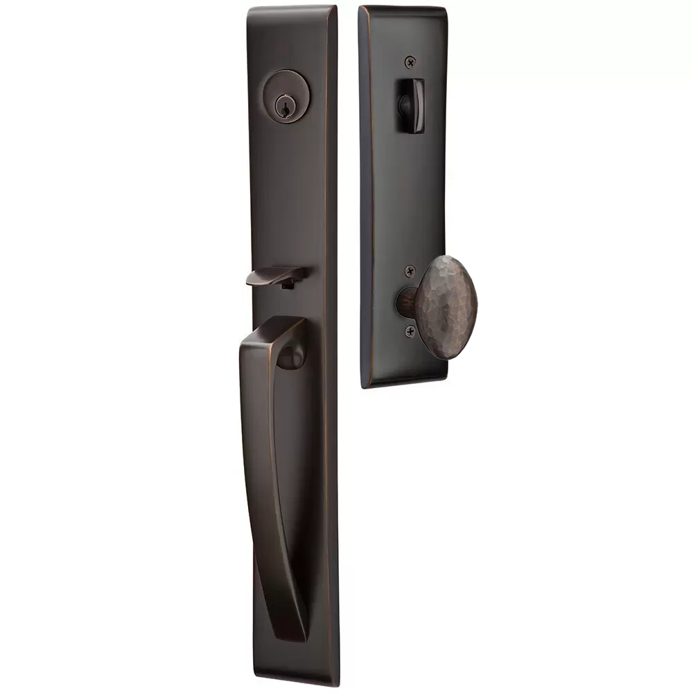 Emtek Orion Tubular Entryset Full Length with Hammered Egg Knob