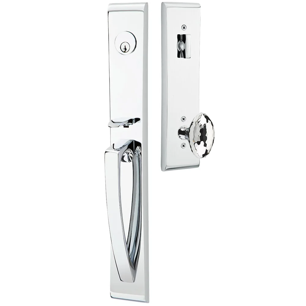 Emtek Orion Tubular Entryset Full Length with Hammered Egg Knob