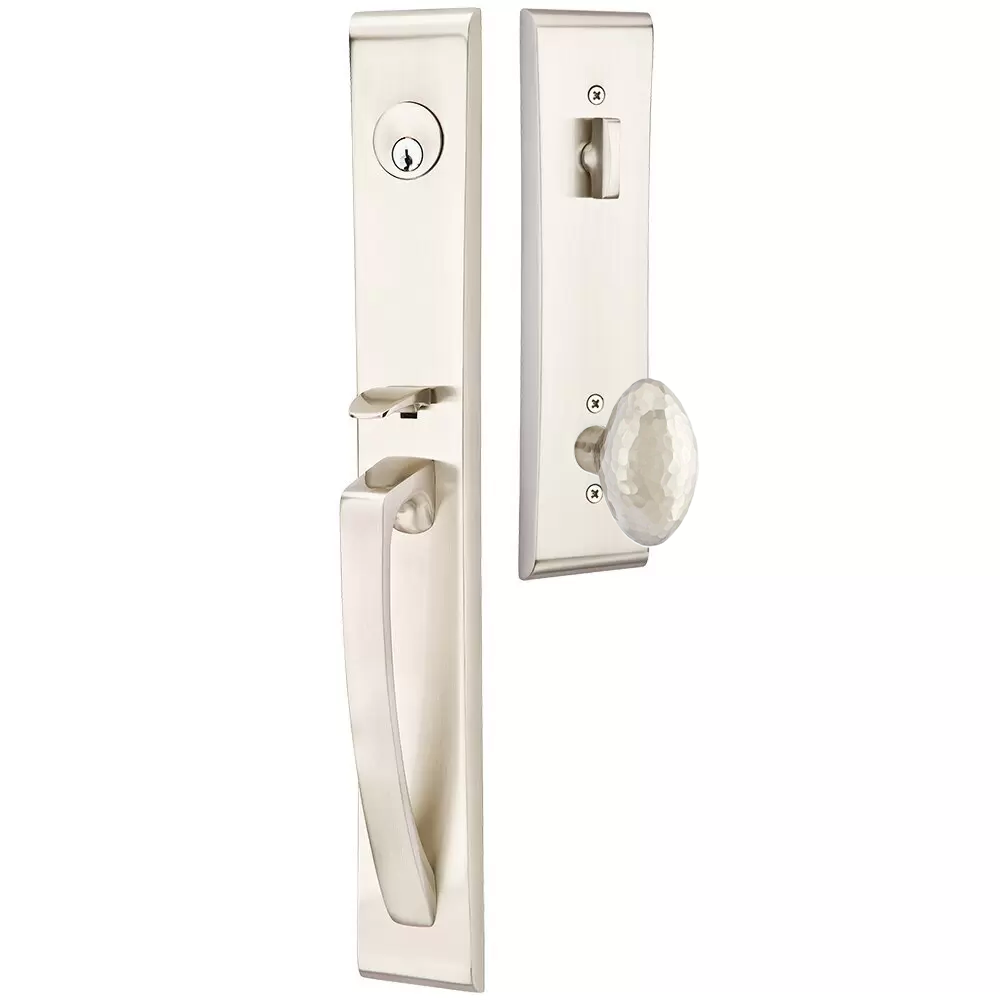 Emtek Orion Tubular Entryset Full Length with Hammered Egg Knob