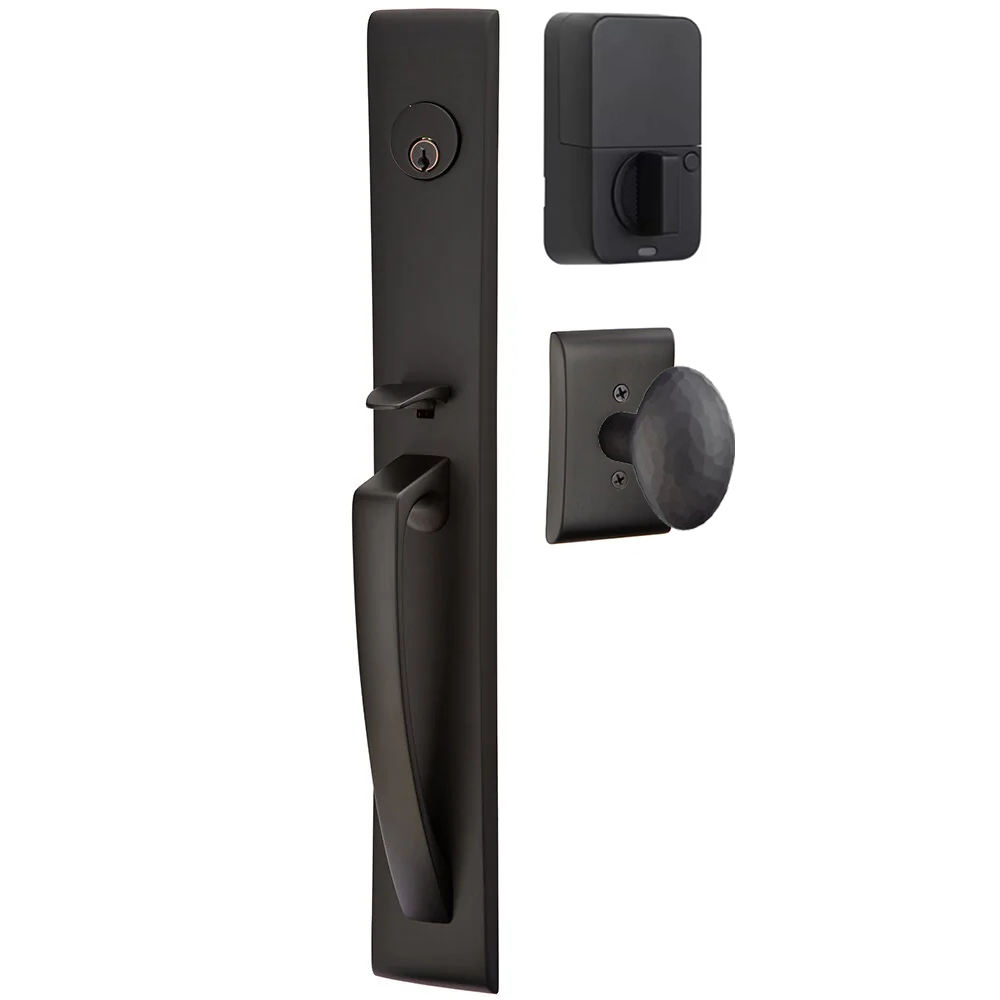 Emtek Orion Tubular Entryset Full Length with Hammered Egg Knob