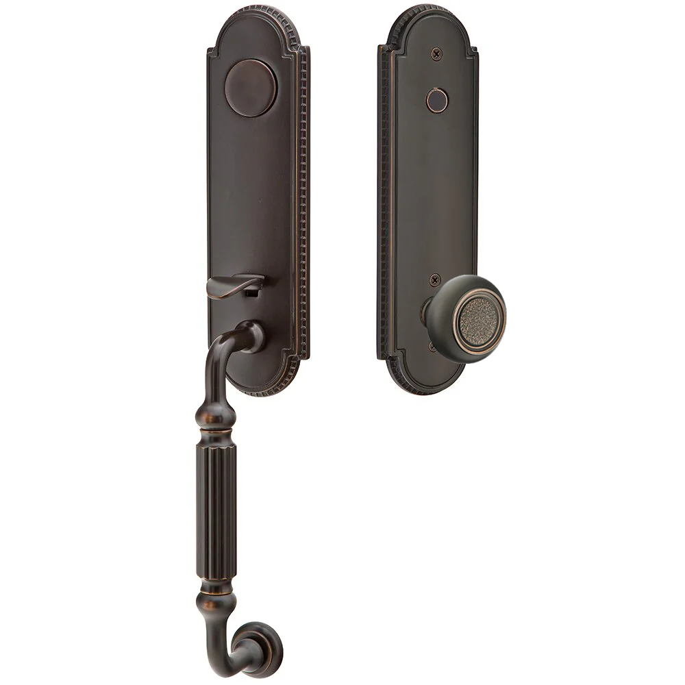 Emtek Orleans Tubular Entryset Monolithic with Belmont Knob