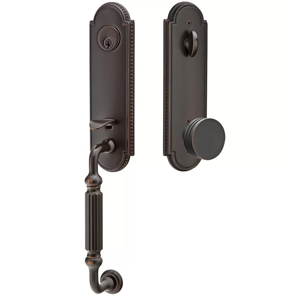 Emtek Orleans Tubular Entryset Monolithic with Bern Knob