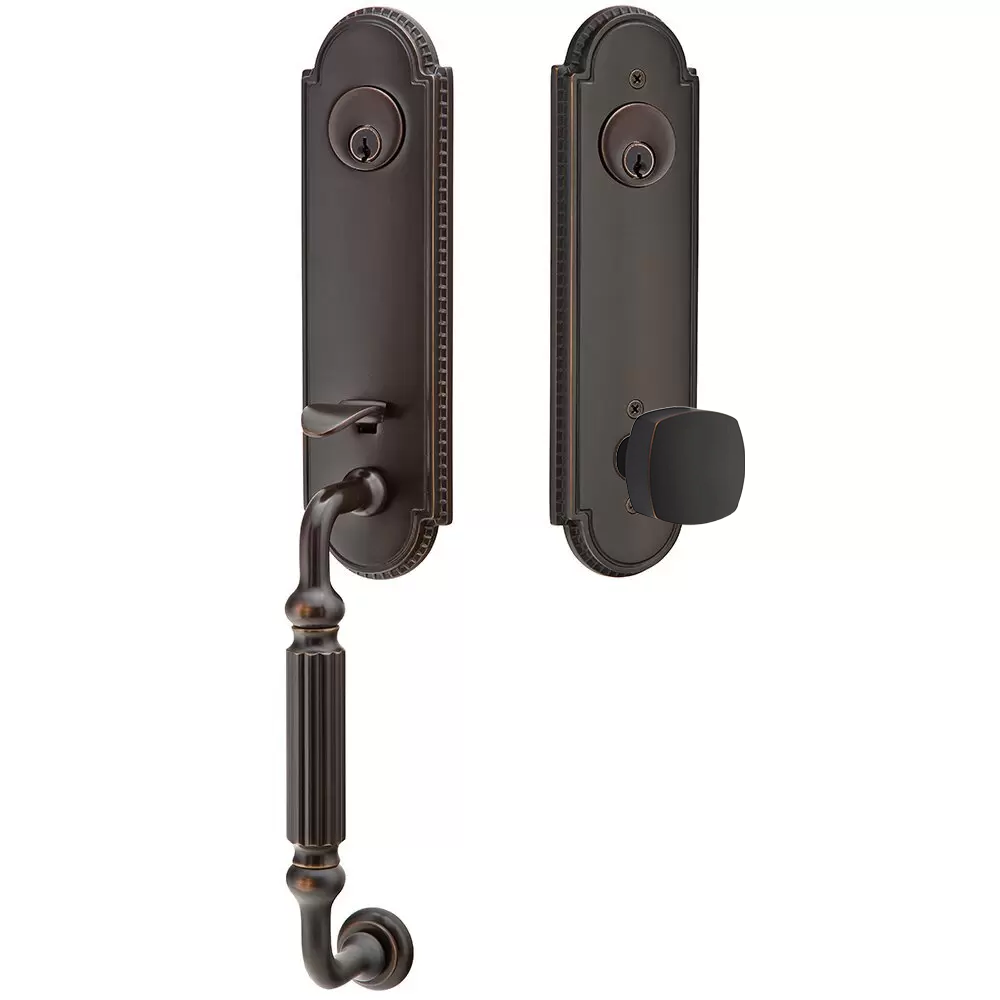 Emtek Orleans Tubular Entryset Monolithic with Freestone Knob
