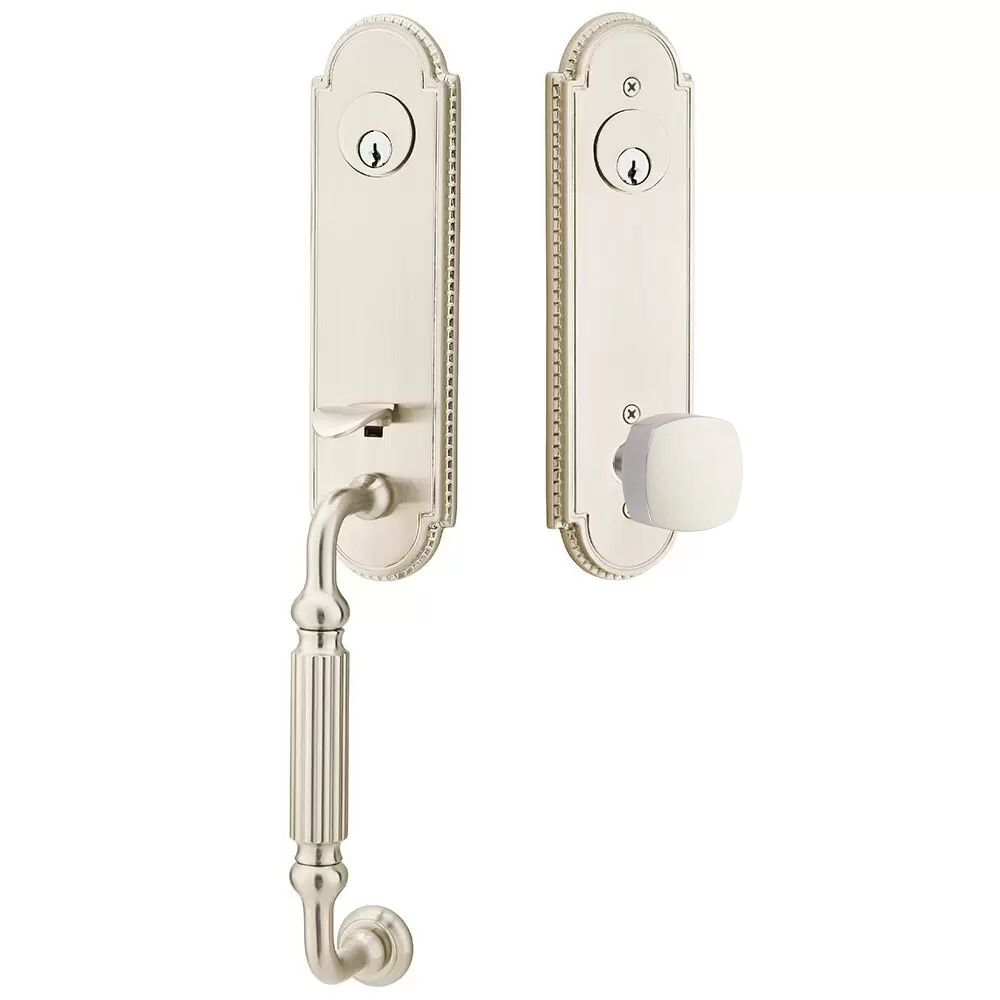 Emtek Orleans Tubular Entryset Monolithic with Freestone Knob