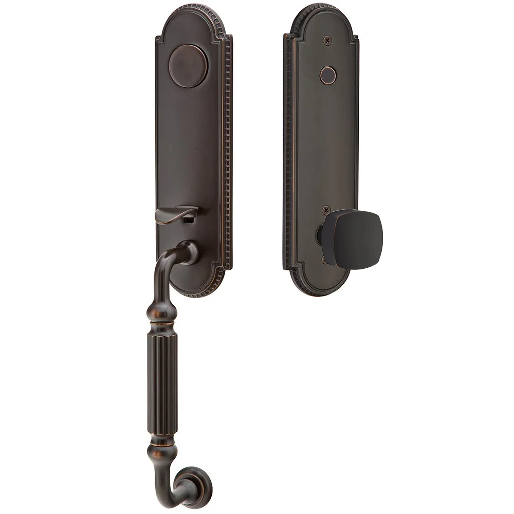 Emtek Orleans Tubular Entryset Monolithic with Freestone Knob