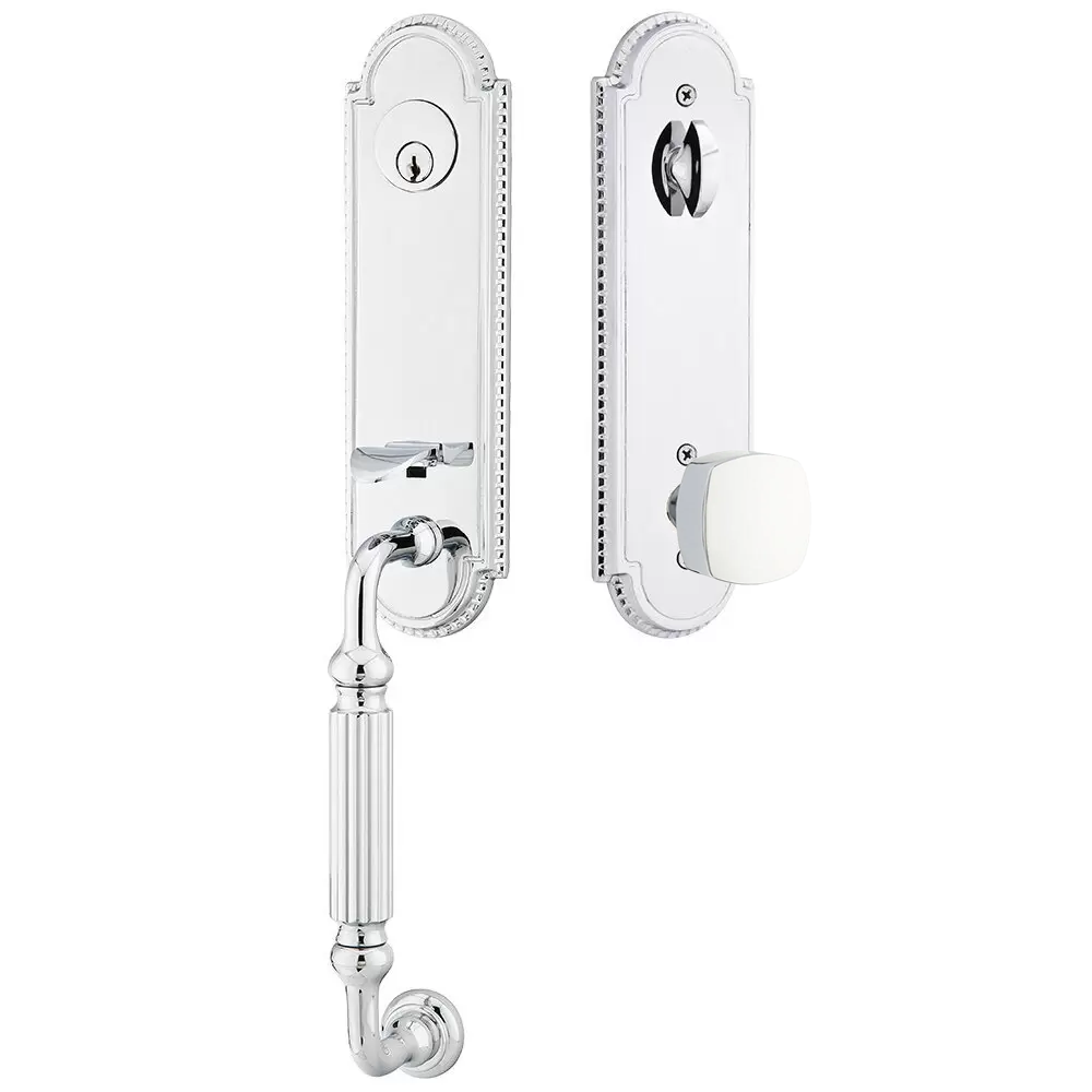 Emtek Orleans Tubular Entryset Monolithic with Freestone Knob