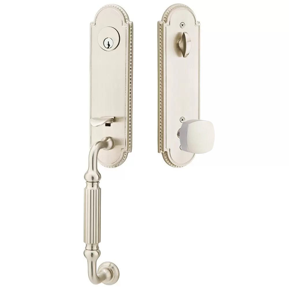 Emtek Orleans Tubular Entryset Monolithic with Freestone Knob