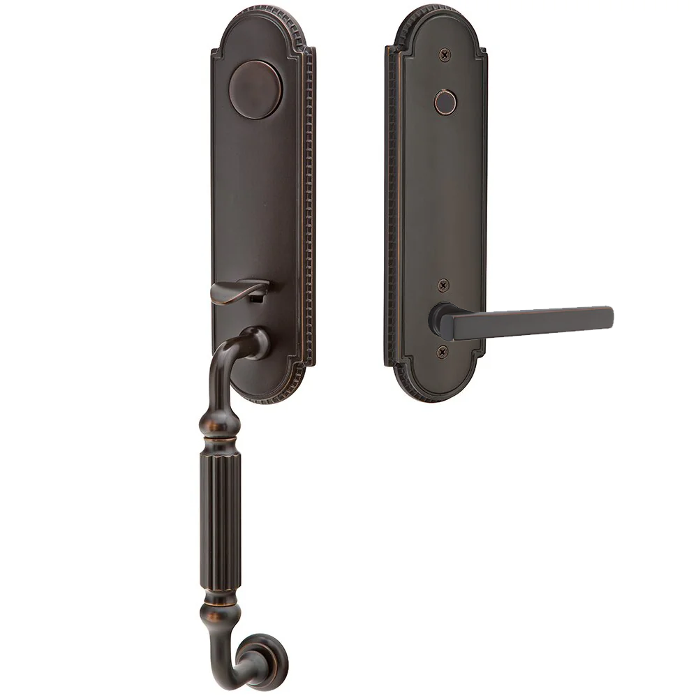 Emtek Orleans Tubular Entryset Monolithic with Freestone Lever