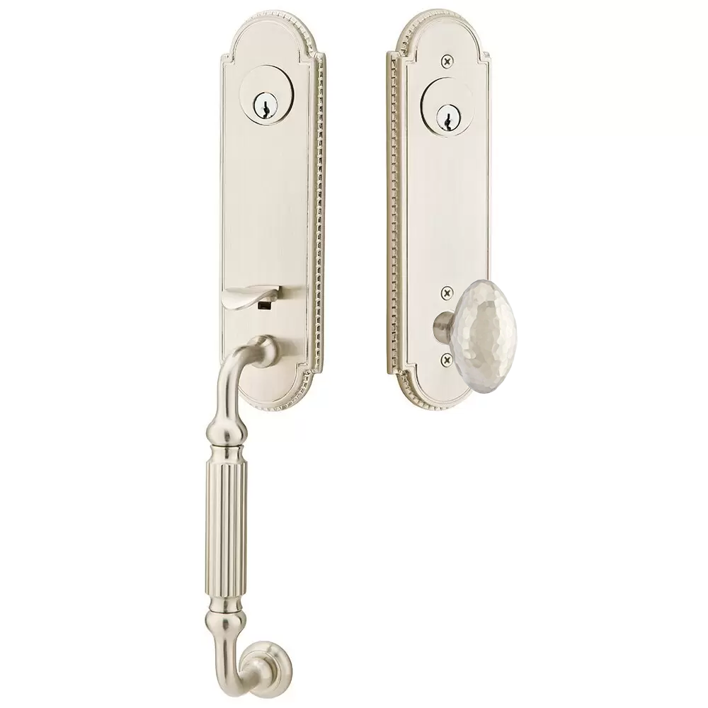 Emtek Orleans Tubular Entryset Monolithic with Hammered Egg Knob