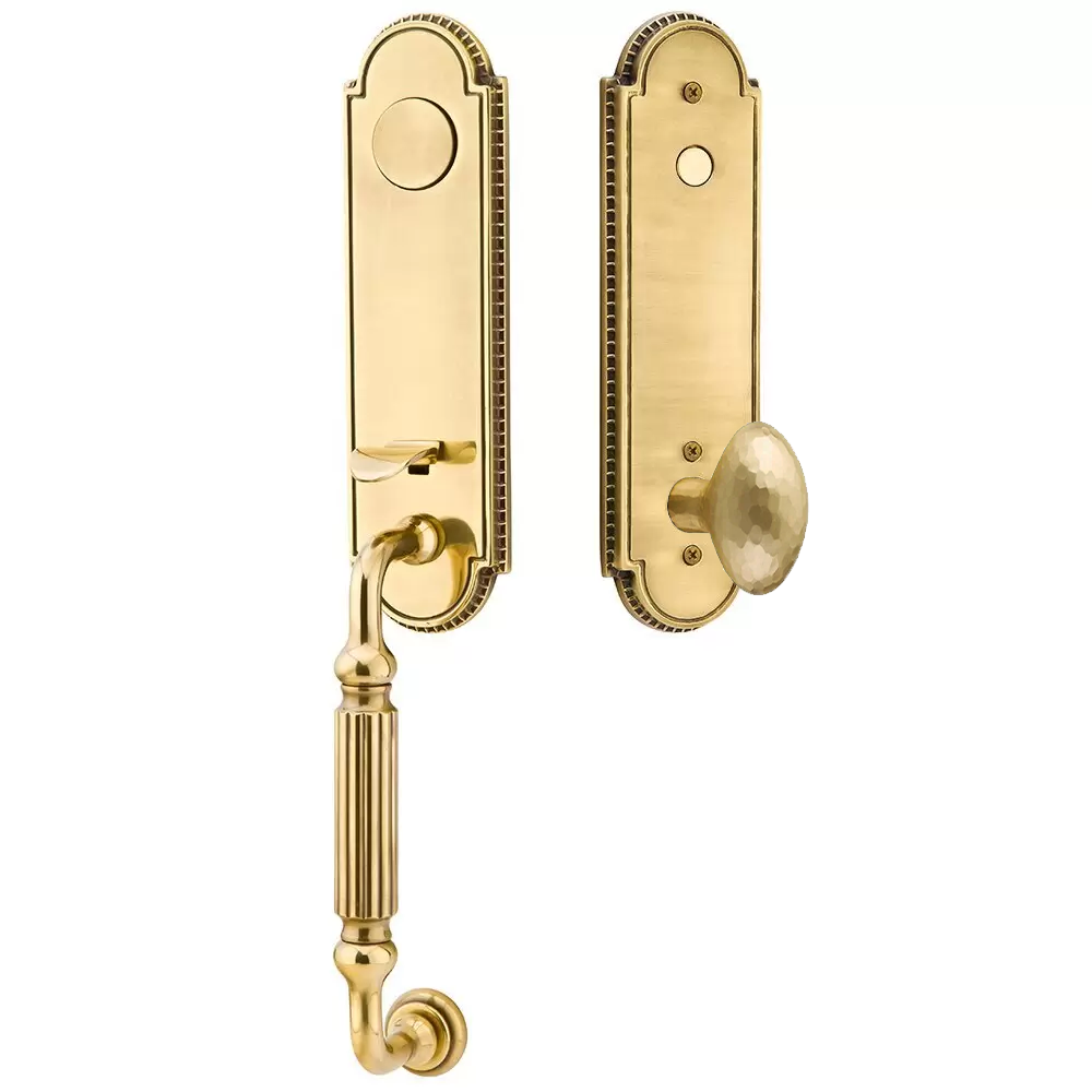Emtek Orleans Tubular Entryset Monolithic with Hammered Egg Knob