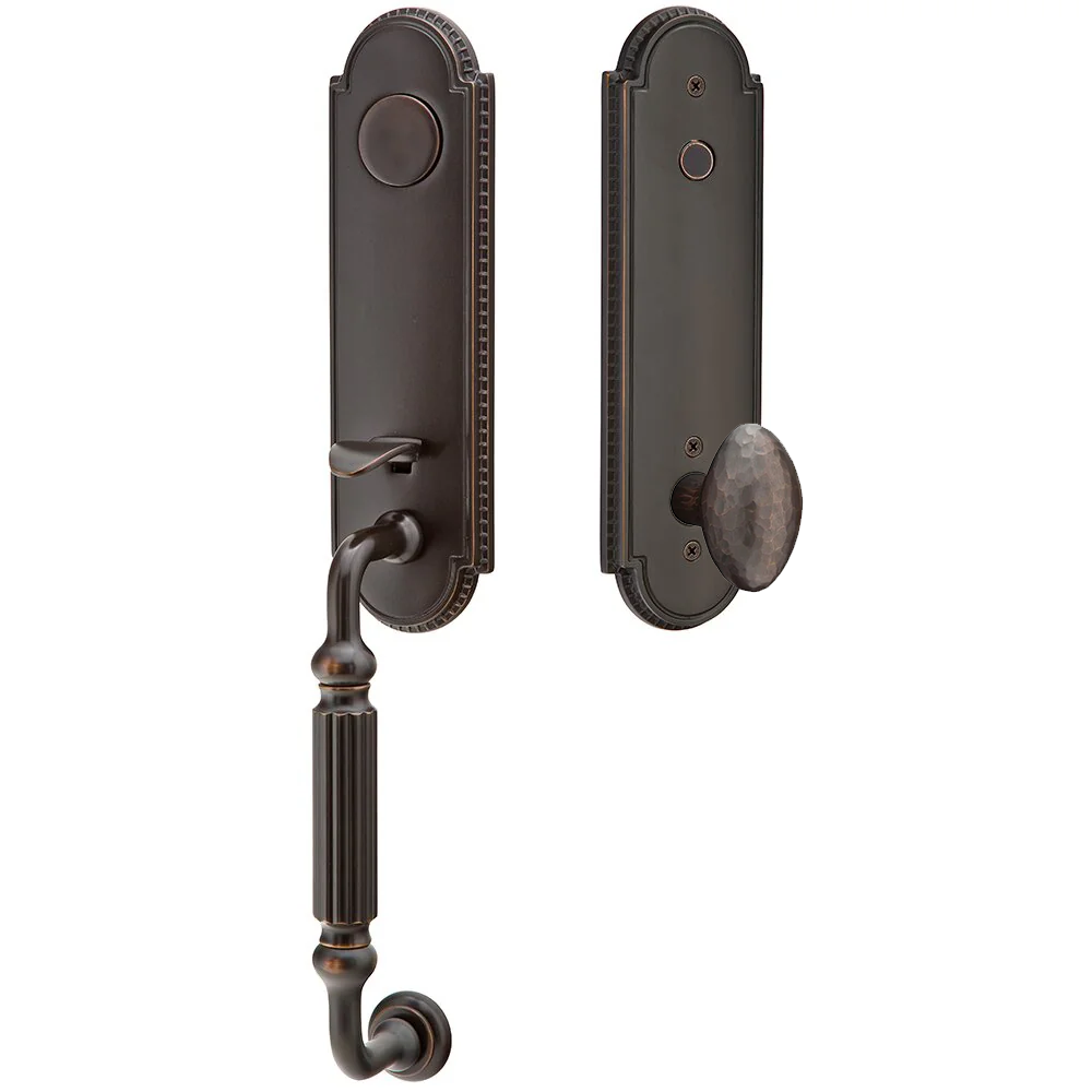 Emtek Orleans Tubular Entryset Monolithic with Hammered Egg Knob