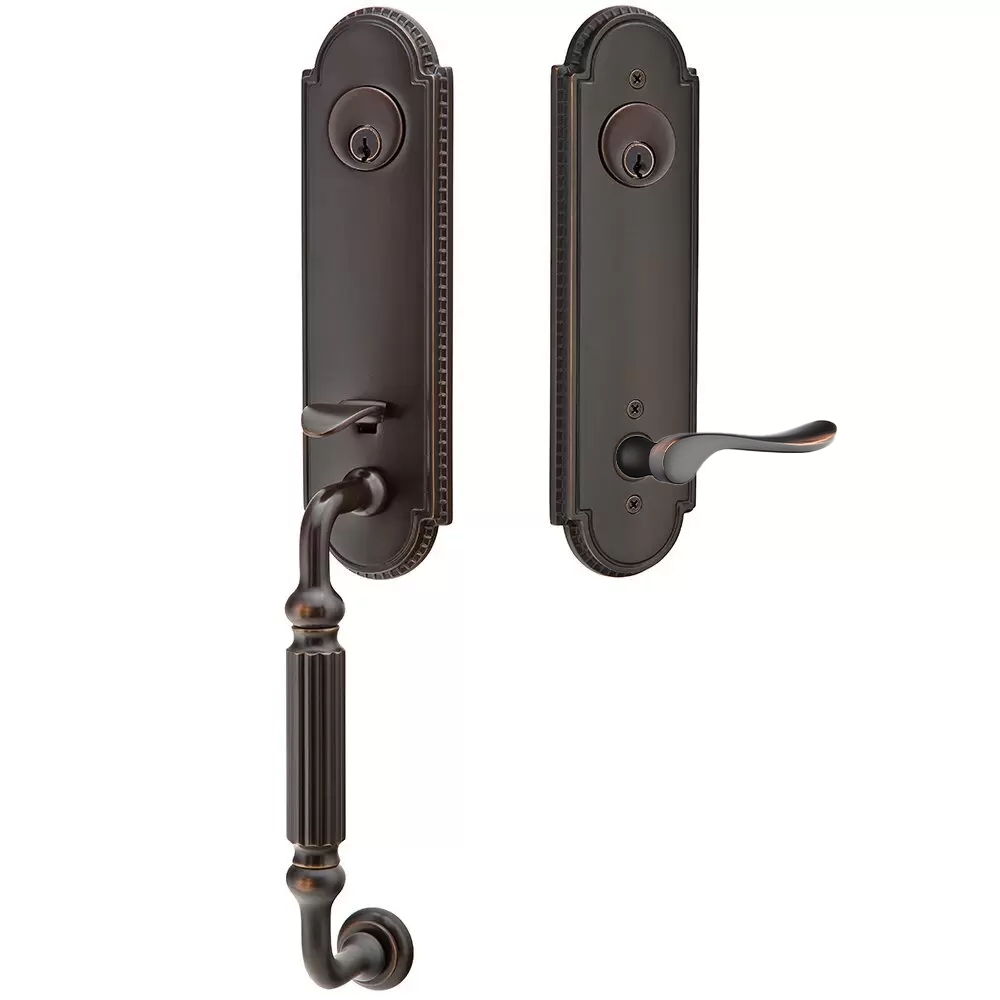 Emtek Orleans Tubular Entryset Monolithic with Luzern Lever