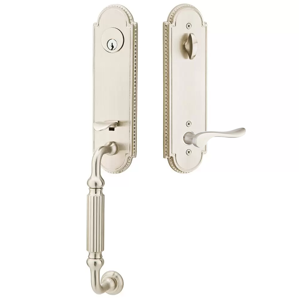 Emtek Orleans Tubular Entryset Monolithic with Luzern Lever