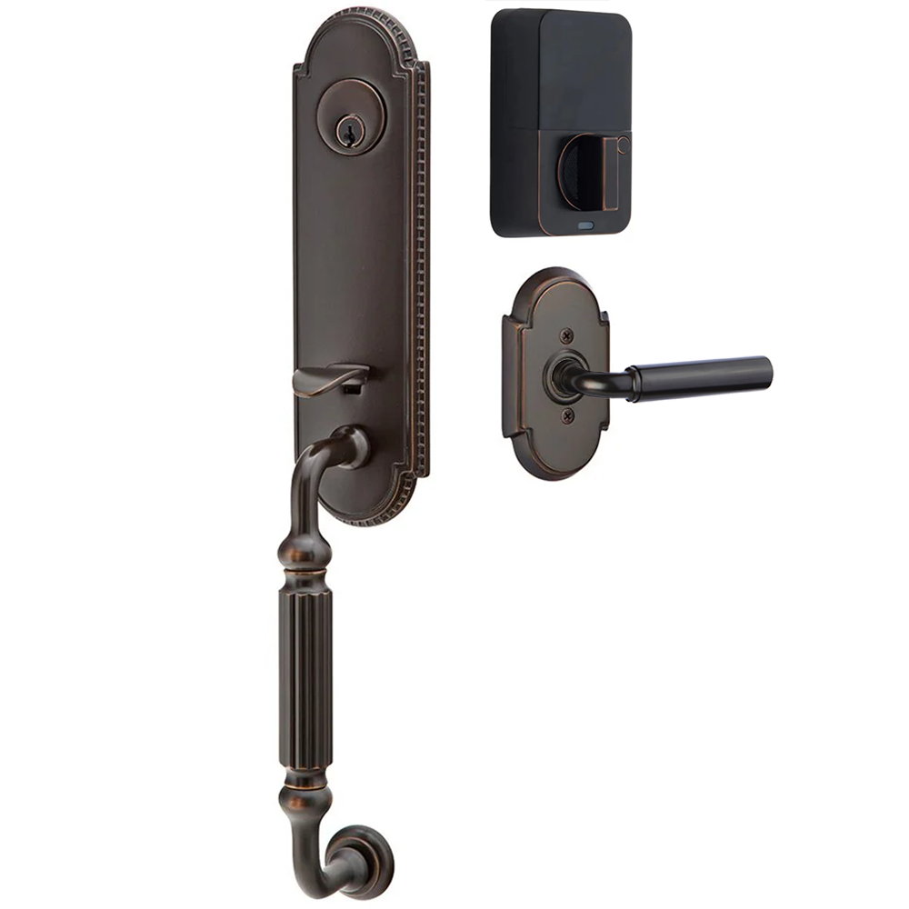 Emtek Orleans Tubular Entryset Monolithic with Manning Lever