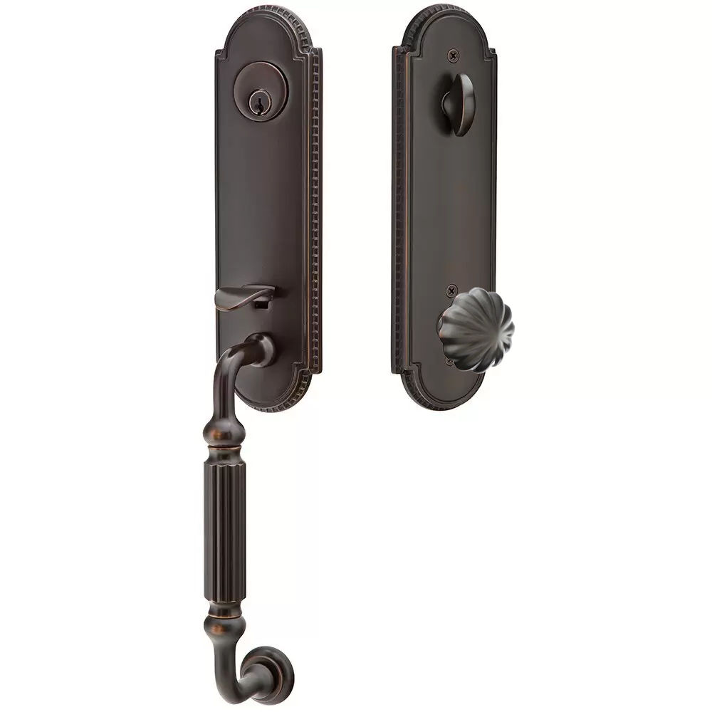 Emtek Orleans Tubular Entryset Monolithic with Melon Knob