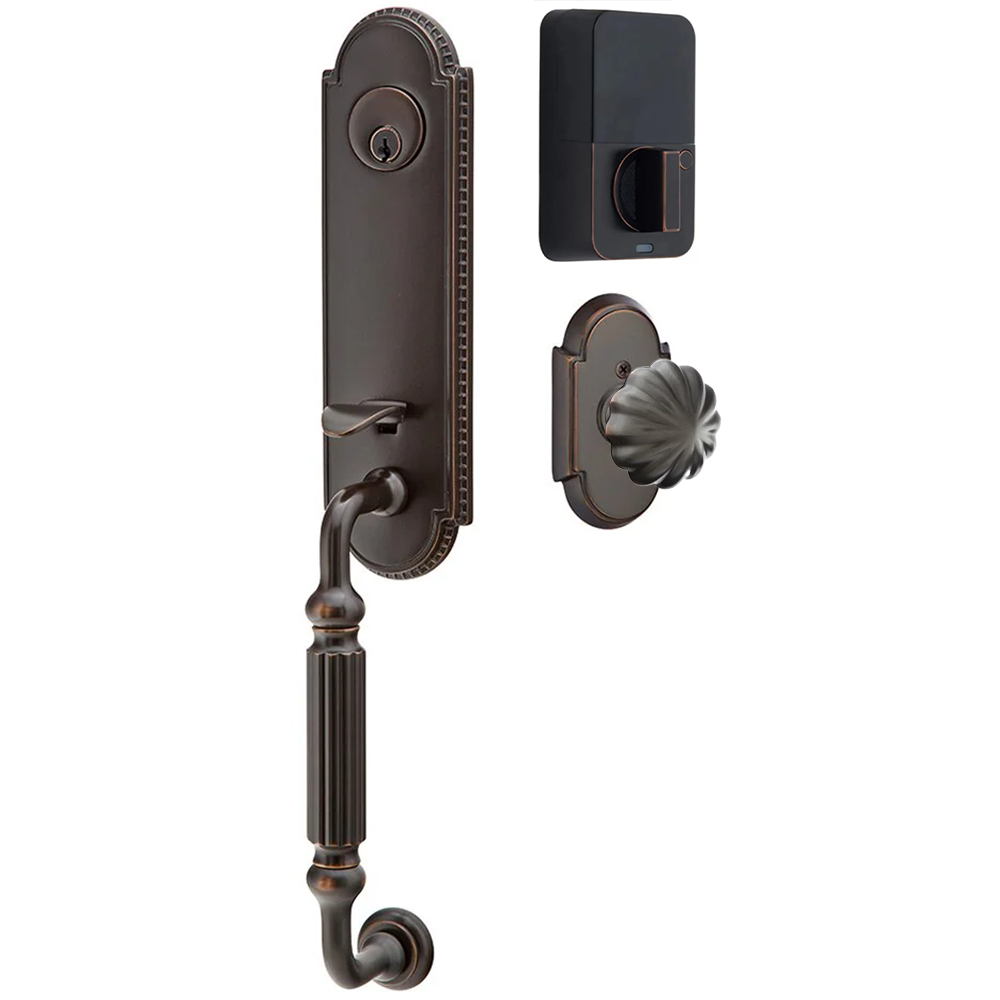 Emtek Orleans Tubular Entryset Monolithic with Melon Knob