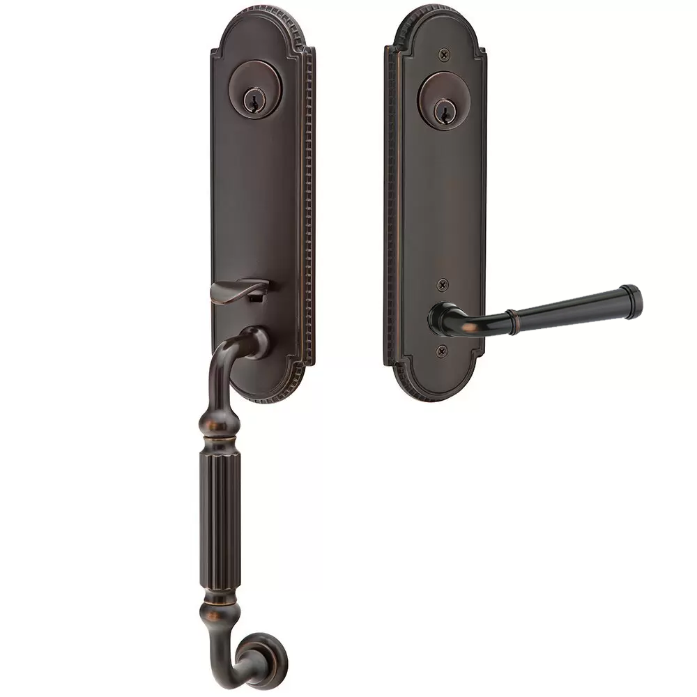 Emtek Orleans Tubular Entryset Monolithic with Merrimack Lever