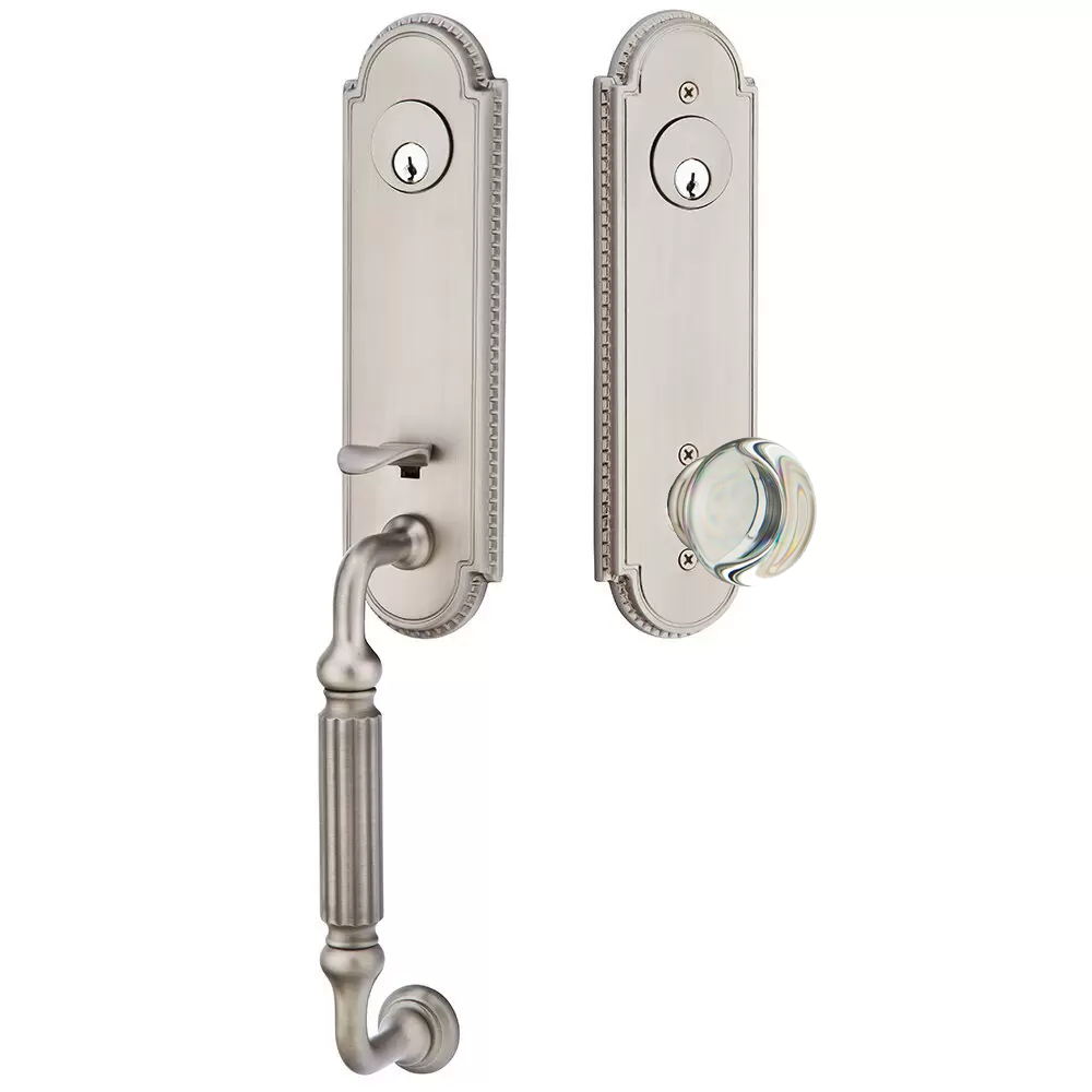 Emtek Orleans Tubular Entryset Monolithic with Providence Glass Knob