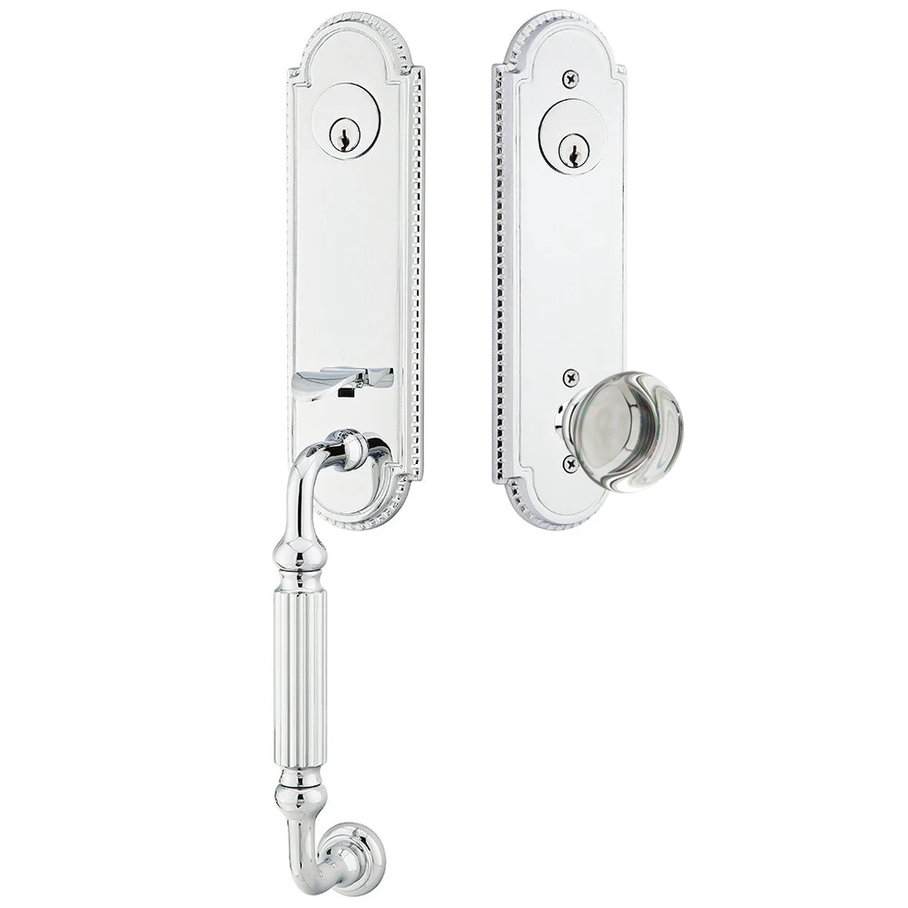 Emtek Orleans Tubular Entryset Monolithic with Providence Glass Knob