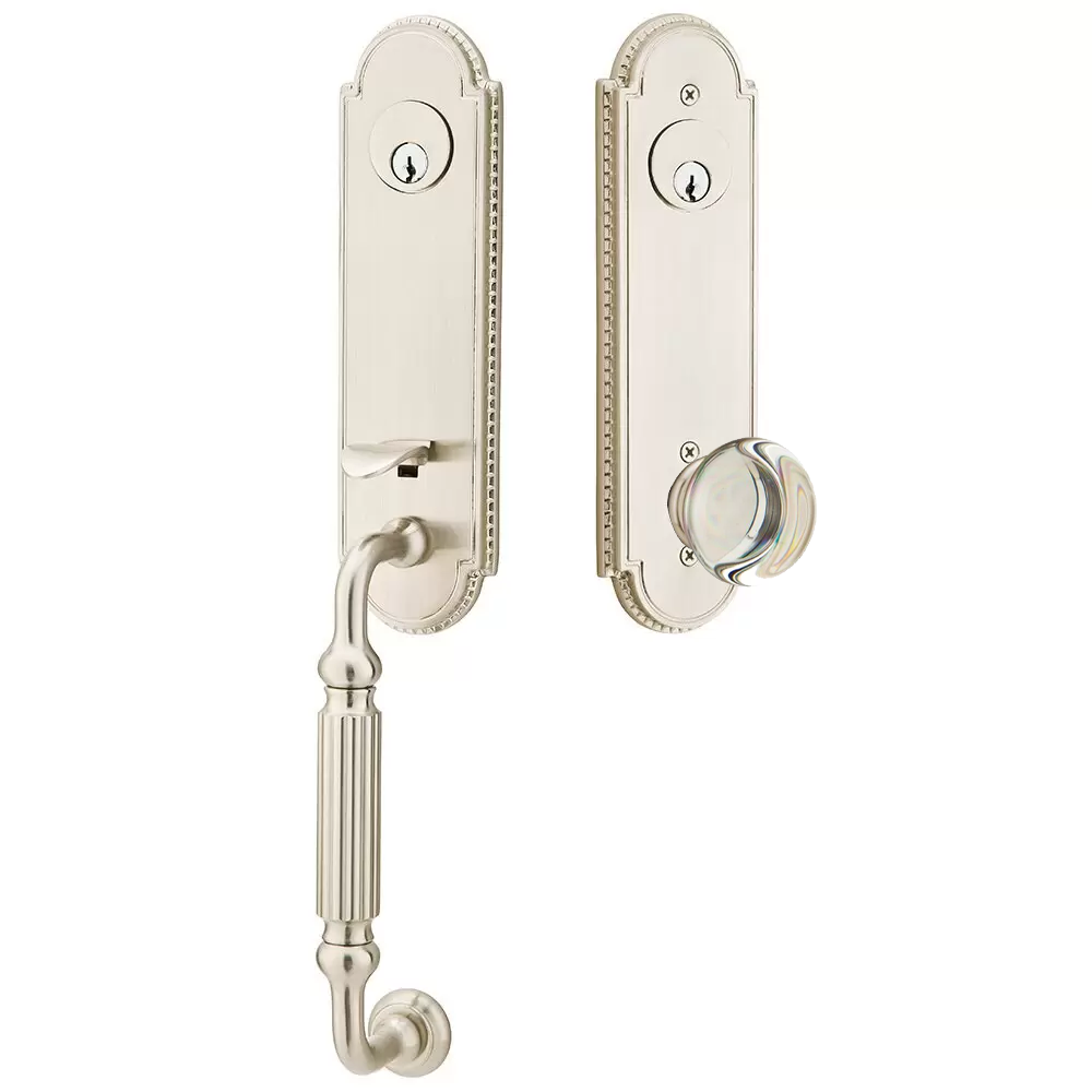 Emtek Orleans Tubular Entryset Monolithic with Providence Glass Knob