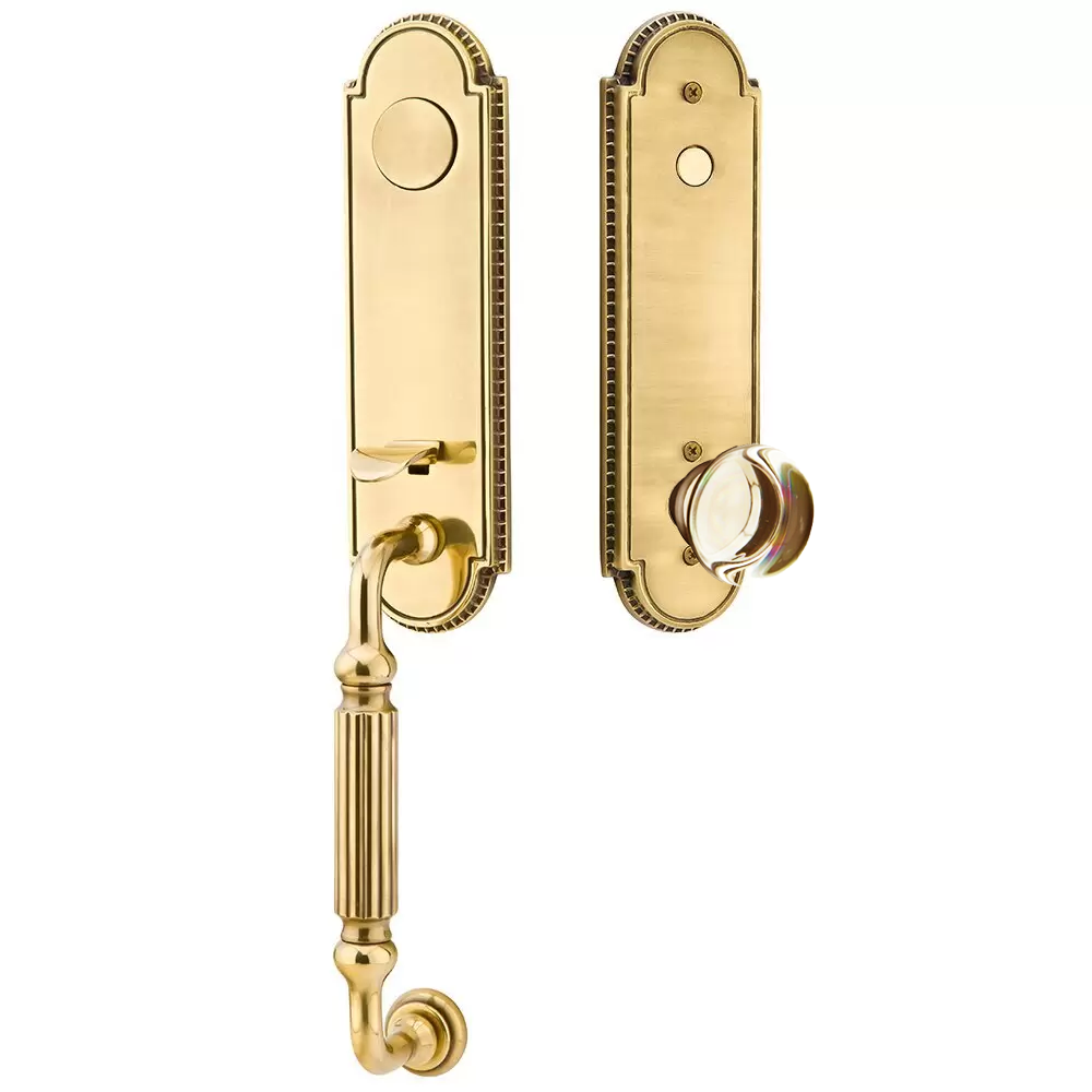 Emtek Orleans Tubular Entryset Monolithic with Providence Glass Knob