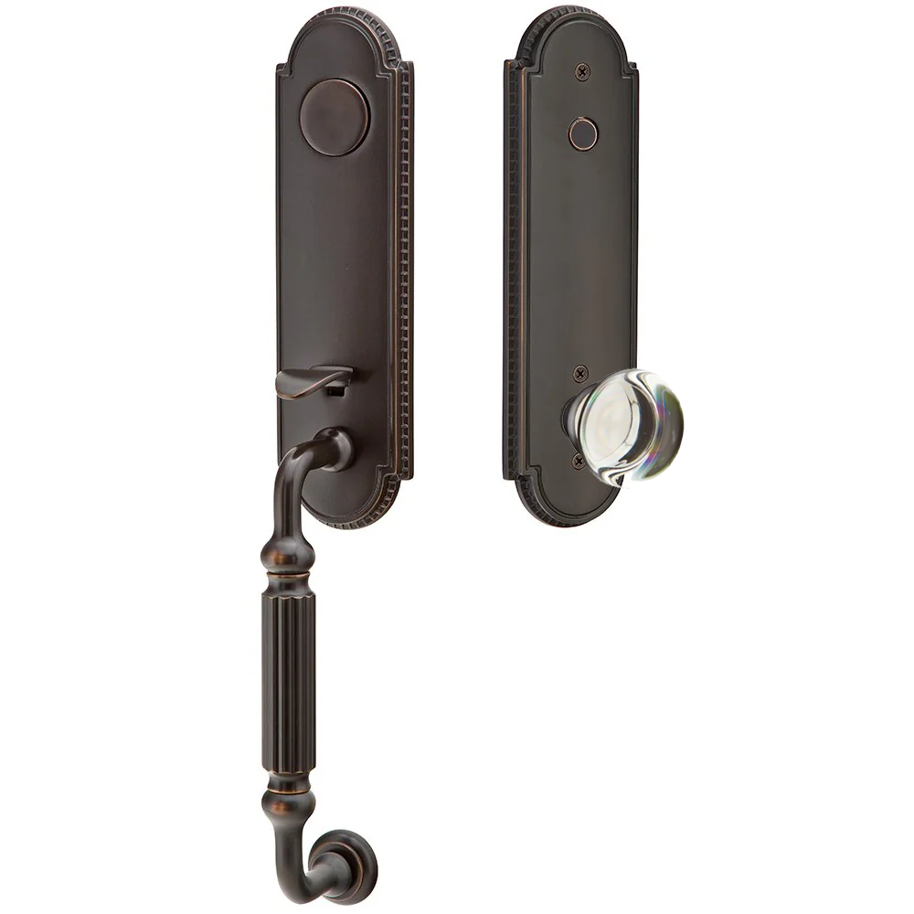 Emtek Orleans Tubular Entryset Monolithic with Providence Glass Knob