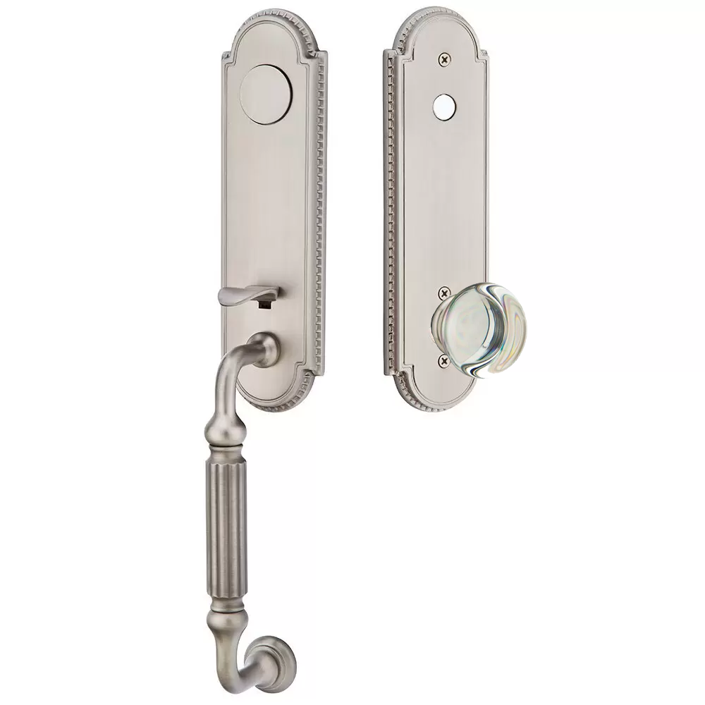 Emtek Orleans Tubular Entryset Monolithic with Providence Glass Knob
