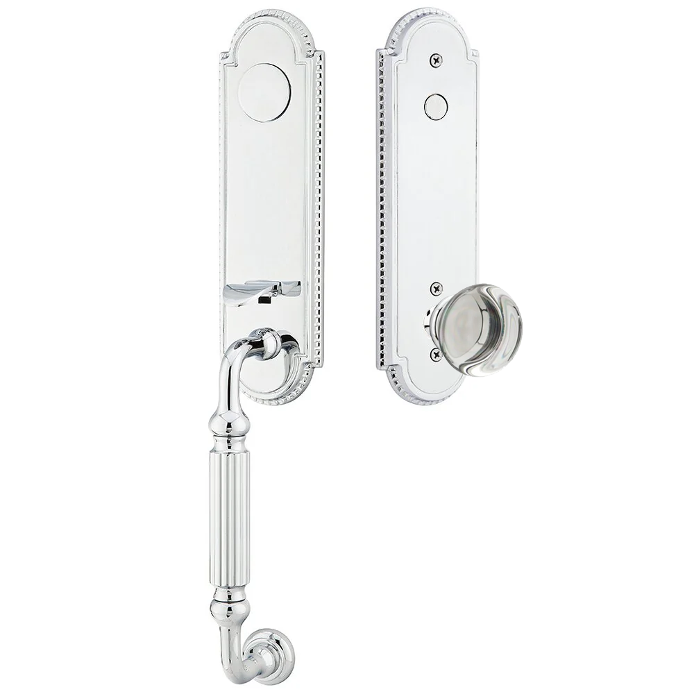 Emtek Orleans Tubular Entryset Monolithic with Providence Glass Knob