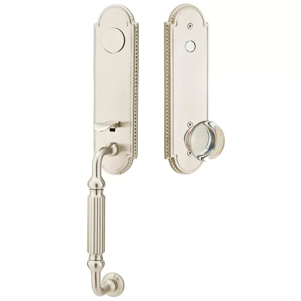 Emtek Orleans Tubular Entryset Monolithic with Providence Glass Knob