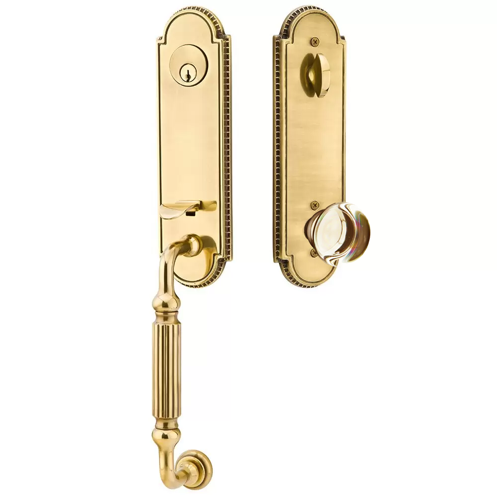 Emtek Orleans Tubular Entryset Monolithic with Providence Glass Knob